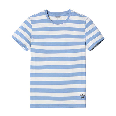 SIMWOOD New Men T shirt Fashion O-neck Short-sleeved Slim Fit Blue Striped T-SHIRT Man Top Tee Plus Size Free Shipping TD1034 - nexusfitness