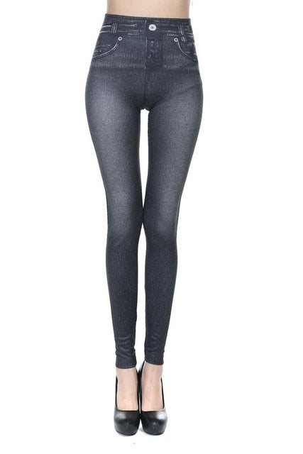 Wyongtao Clearance Under $10.00 Cozy Women Denim Pants Pocket Slim Leggings  Fitness Plus Size Leggins Length Jeans 