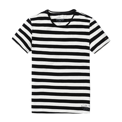 SIMWOOD New Men T shirt Fashion O-neck Short-sleeved Slim Fit Blue Striped T-SHIRT Man Top Tee Plus Size Free Shipping TD1034 - nexusfitness