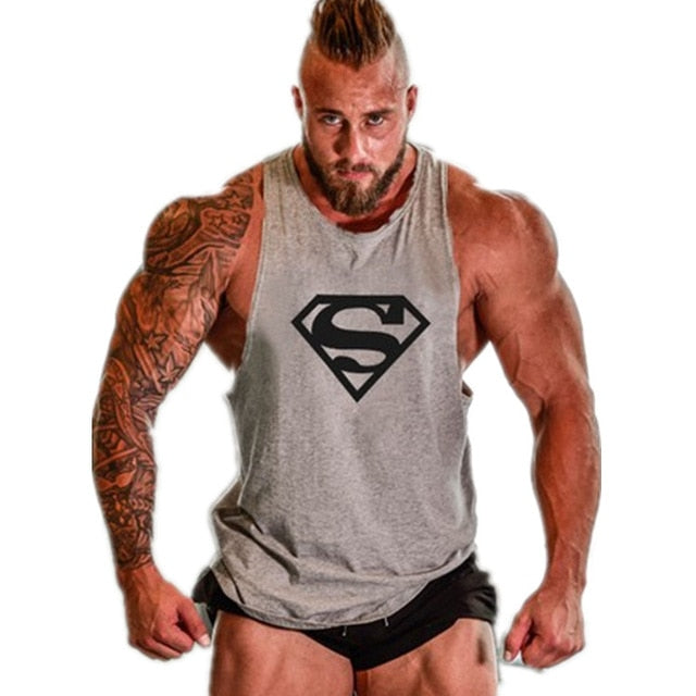 Men's Sleeveless Muscle Stringer Tank Top Cut Open Gym Training  Bodybuilding Vest Shirts