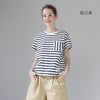 Toyouth Striped Cotton Summer T-Shirt Embroidery Short Paragraph Tshirt Women Tops Casual Pocket Short Sleeve Tee Shirt Femme - nexusfitness